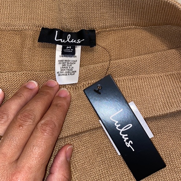 NWT Lulus Comfy Cozy Tan Knit Sweater Shorts in Camel - Picture 6 of 9